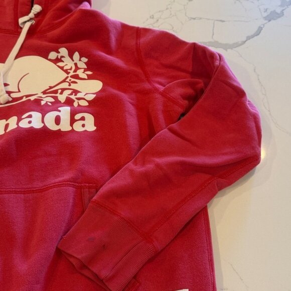 Roots Canada Red Hoodie with Beaver Logo - Picture 4 of 12